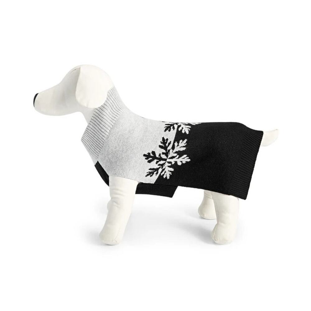 Holiday Lane Colorblocked Snowflake Pet Sweater In Black Grayo.